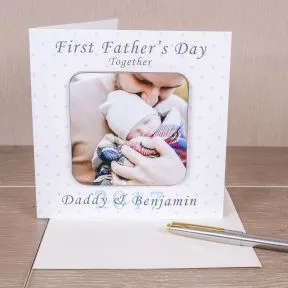 First Fathers Day Photo Upload Coaster Card