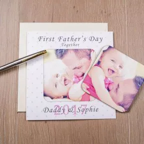 First Fathers Day Photo Upload Coaster Card