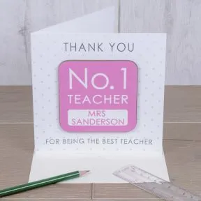 No. 1 Teacher Coaster Card