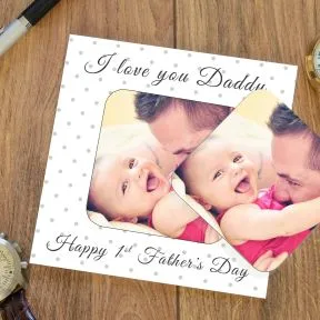 Love You Daddy Photo Upload Coaster Card