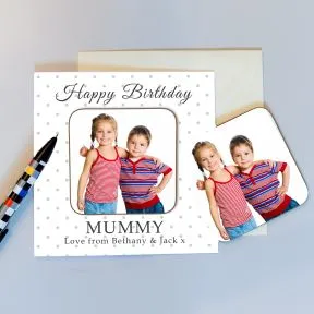 Happy Birthday Photo Upload Coaster Card