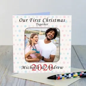 Our First Christmas Photo Upload Coaster Card