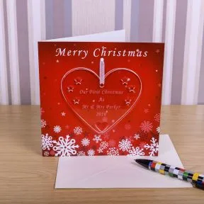 1st Christmas Card with Heart Decoration