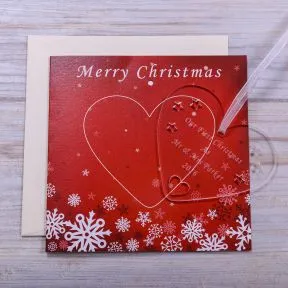 1st Christmas Card with Heart Decoration