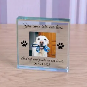 Paw Prints Pet Memory Glass Token