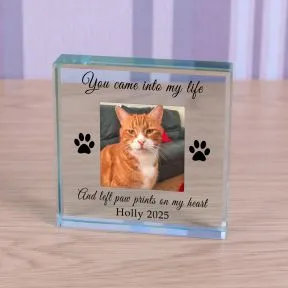 Paw Prints Pet Memory Glass Token