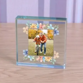 Floral Photo Upload Glass Token