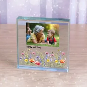 Floral Designed Photo Upload  and Message Glass Token