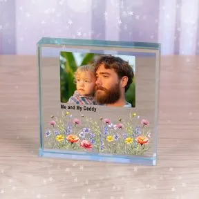 Floral Designed Photo Upload  and Message Glass Token