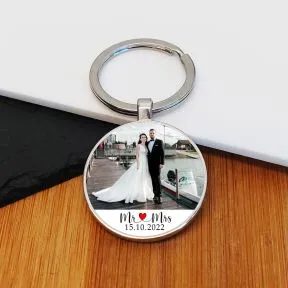 Mr & Mrs Photo Upload Key Ring