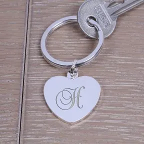 Script Initial Key Ring - Silver Plated
