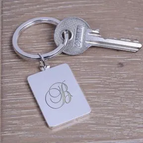 Script Initial Key Ring - Silver Plated
