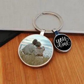 You & Me Charm Photo Upload Key Ring