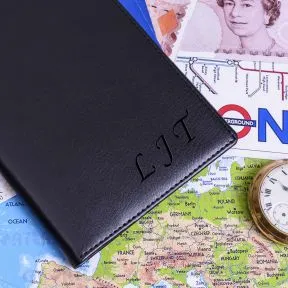 Travel Wallet with Initials - Faux Leather