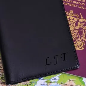 Passport with Initials - Faux Leather