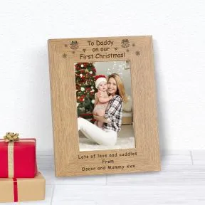 To Daddy On Our First Christmas! Wood Picture Frame (6