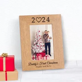 Daddy's First Christmas Wood Picture Frame (6