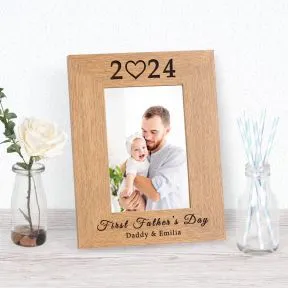 First Father's Day - Year Wood Picture Frame (6