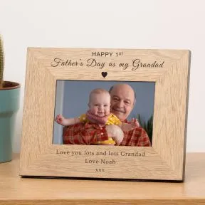 Happy 1st Fathers Day as my Daddy, Grandad etc Wood Picture Frame (6