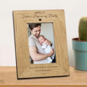 Happy 1st Fathers Day as my Daddy, Grandad etc Wood Picture Frame (6