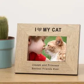 I Love My Cat Wood Picture Frame (6