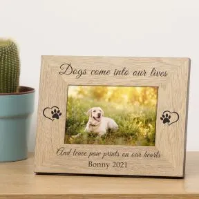 Paw Prints on our Hearts Dog Memory Wood Picture Frame (6