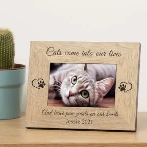 Paw Prints on our Hearts Cat Memory Wood Picture Frame (6