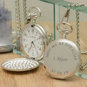 Meet Me At The Altar Pocket Watch - Silver Finish