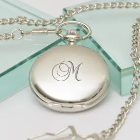 Script Initial Pocket Watch - Silver Finish