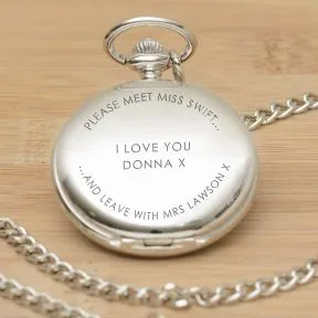 Meet Miss . . . Leave With Mrs Pocket Watch - Silver Finish